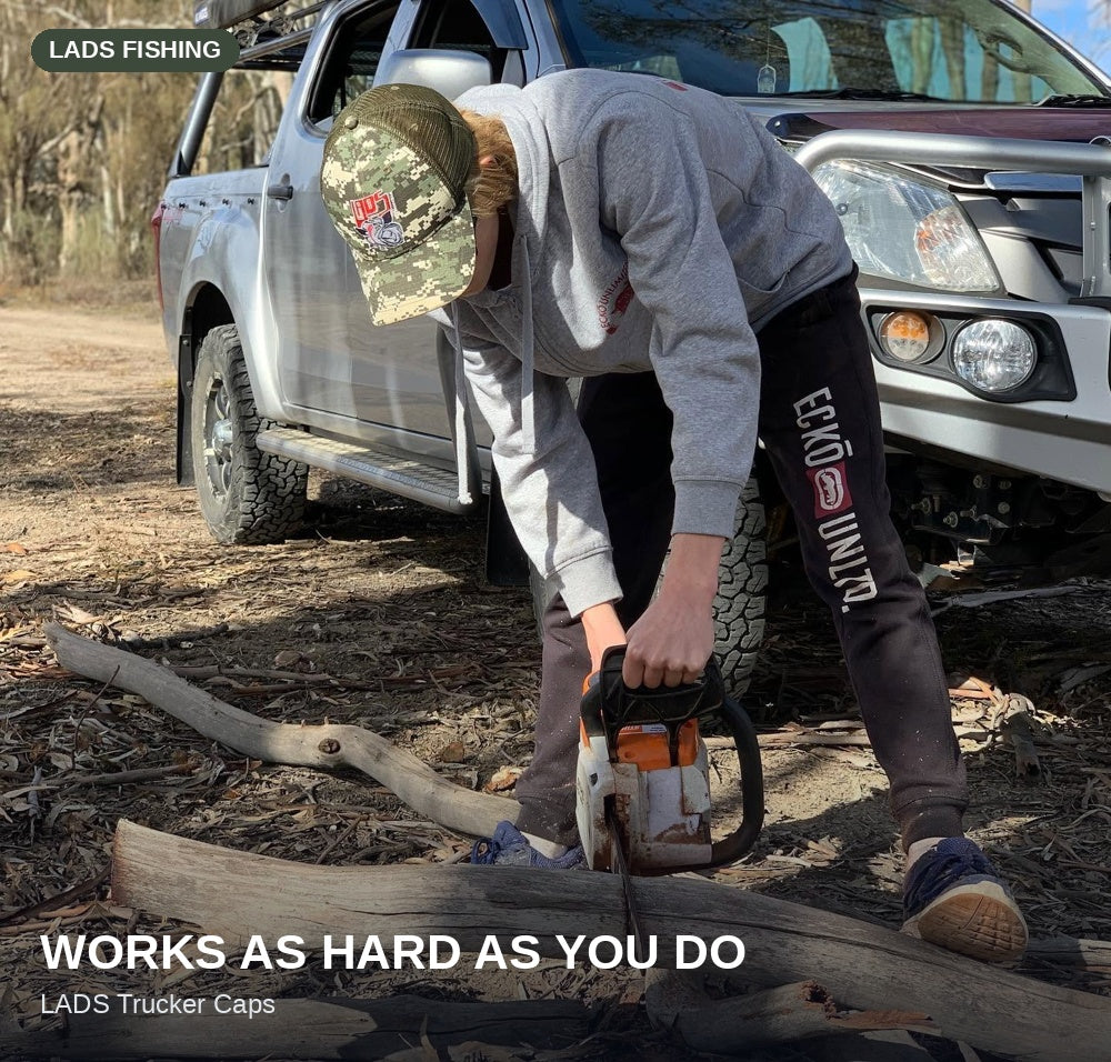 Works as hard as you do - LADS Trucker Cap at work